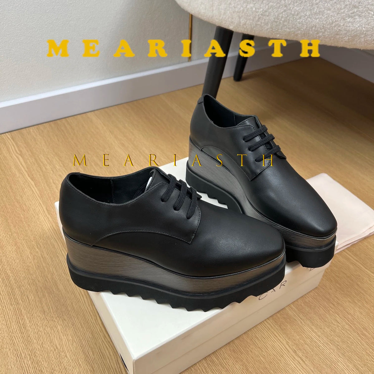 Women Walking Sneakers Autumn Lace-up High Platform Chunky Shoes Breathable Leather Shoes 8.5CM Winter Wedge Heels Casual Shoes Pi-Mart