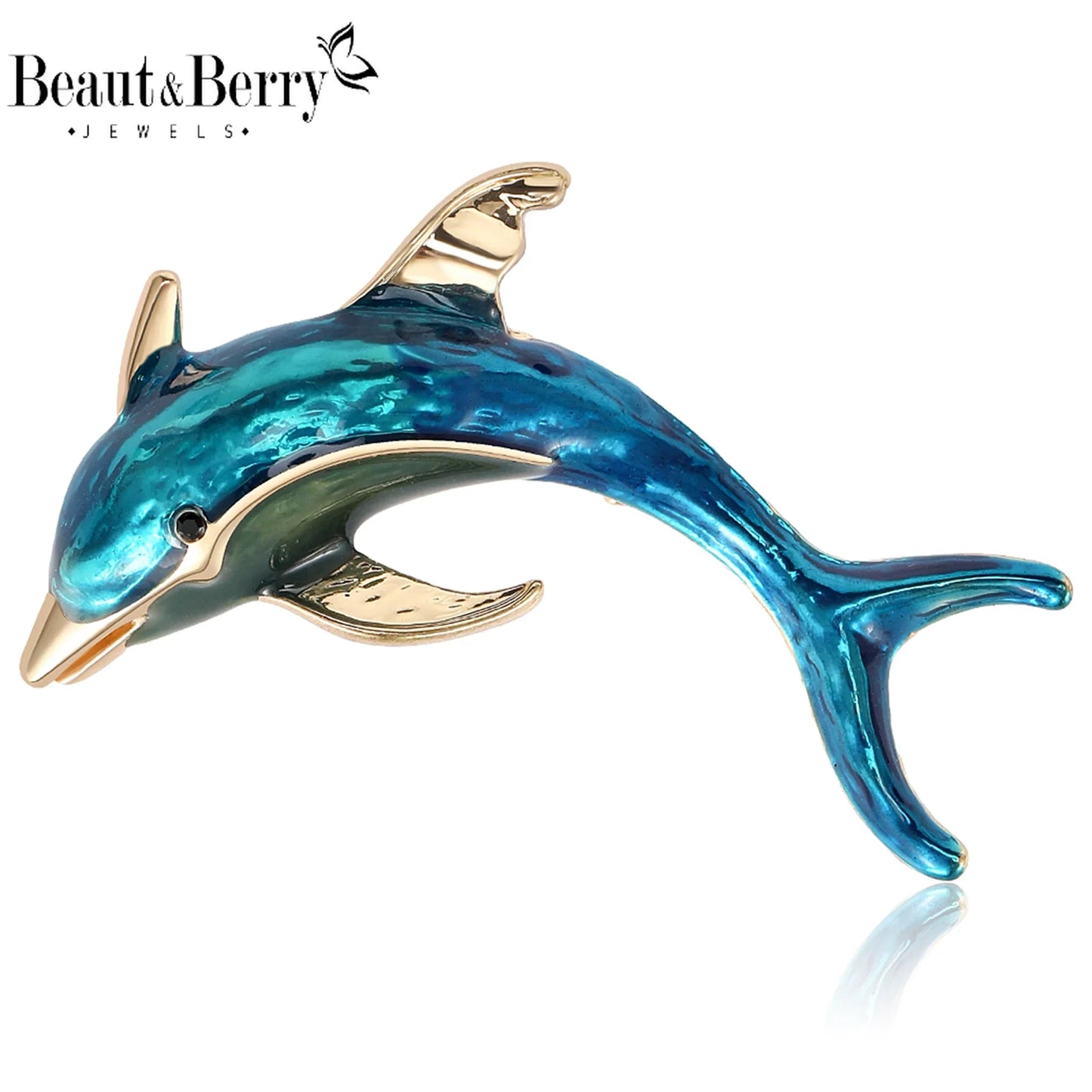 Beaut&Berry Beautiful Dolphin Brooches for Women Unisex Animal Pins Casual Party Accessories New Year Gifts Friends Decoration LadyShow.Store