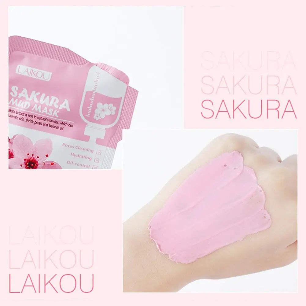 12pcs Sakura Mud Mask Brightening Hydrating Face Mask Luminous Skin Clean Facial Cleansing Clay Hydrating Anti Wrinkle Skincare Pi-Mart