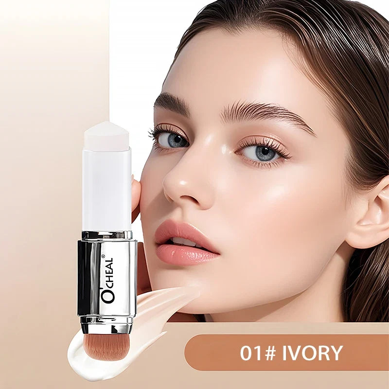 O'CHEAL Temperature Changing Foundation Stick Facial Coverage Blemishes Pores Double-Headed Face Matte Makeup Foundation Cream Tri Light Beauty