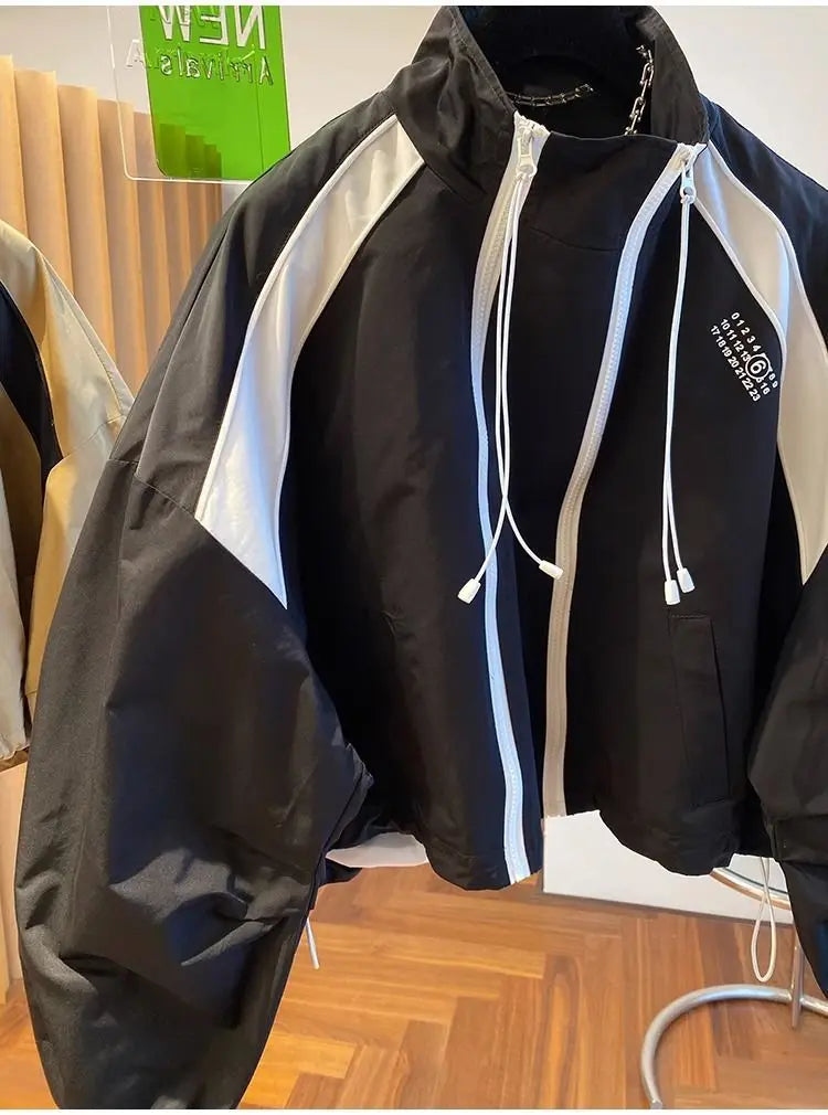 Zipper Design Niche Loose Casual Stand Collar Windbreaker Jacket Spring and Autumn Short Jacket Jacket Top Pi-Mart