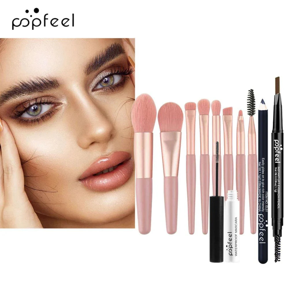POPFEEL Eye Makeup Set 40 Color Eyeshadow Palette Eyebrow Pencil Eyeliner Pen Mascara With A Set Of Makeup Brushes Eye Cosmetics Tri Light Beauty