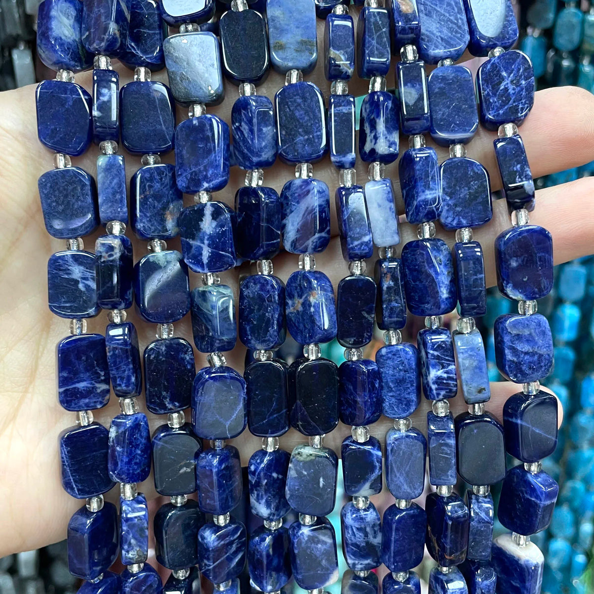 Natural Stone Flat Rectangle Amethyst Lapis Lazuli Quartz Apatite Spacer Beads For Jewelry Making Diy Bracelet Accessorie 8*12MM Pi-Mart