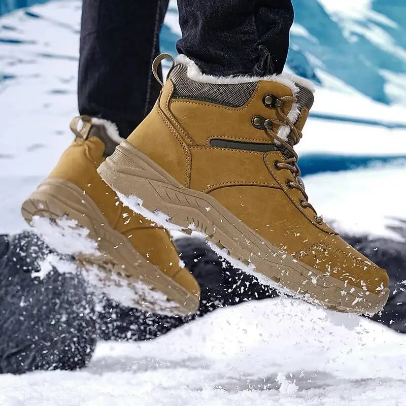 New Autumn and Winter High-Top Thick-Soled Fleece-Lined Men's Snow Boots, Outdoor Hiking Shoes, Hunting Boots, Hiking Boots Pi-Mart