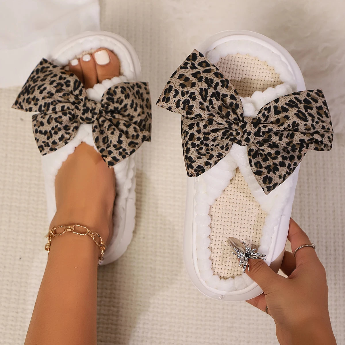 2024 Autumn Winter New Women Home Slippers Open-Toe Cross Band Linen Soled Indoor Slides Linen Soled Non-Slip Bathroom Slippers Pi-Mart