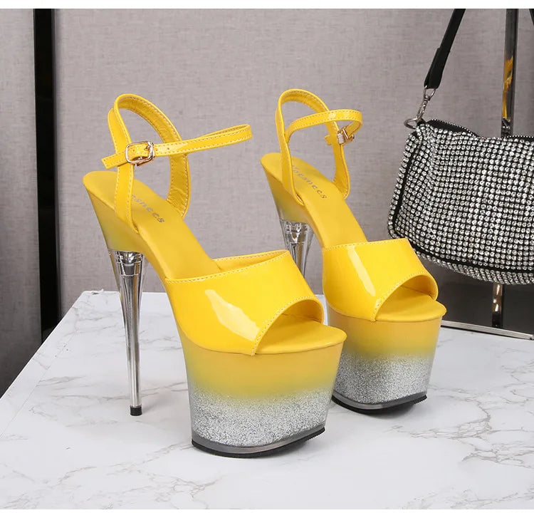 7Inch Runway Style Thin High Heels Europe And America Women Platform Sandals 2025 New Summer Night Club Shoes For Woman Big Size Pi-Mart
