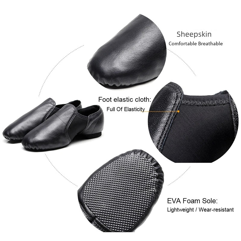 Genuine Leather Jazz Dance Shoes For Girls Brown Black Anti-Slip Jazz Shoes Adult Dance Sneakers High Quality Jazz Shoes LadyShow.Store