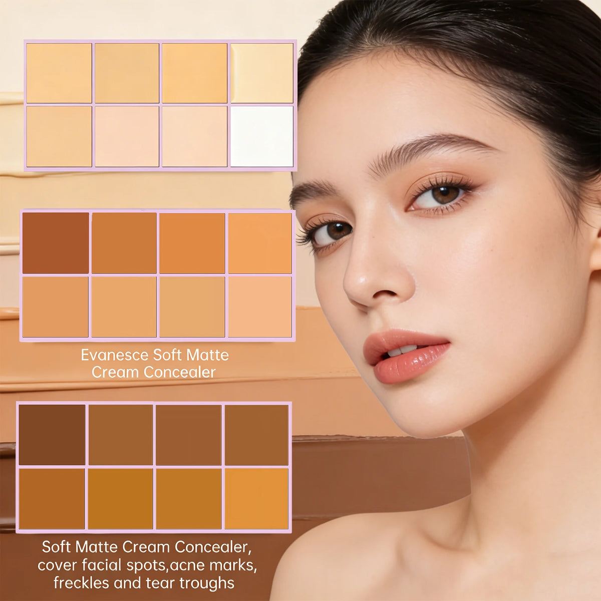 Soft Matte Cream Concealer High Coverage Cover Facial Spots, Acne Scars, Freckles and Tear Troughs Long Lasting Makeup Cosmetics Pi-Mart