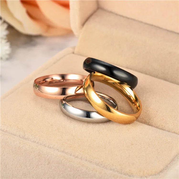 Simple 6mm Titanium Ring Women Men Prevent Allergy High Polished Wedding Rings Stainless Steel Couple Finger Jewelry Gifts Pi-Mart
