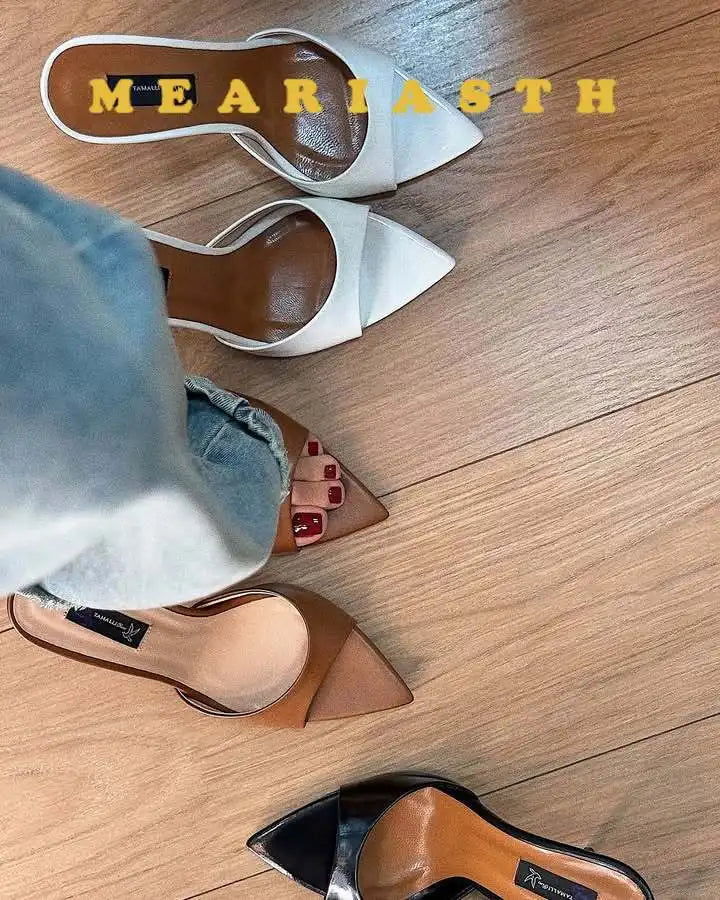 12/10cm pointed Open Toe High Heel Shoes Woman Summer OutsideSlipper Party Stiletto Luxury Designer Patent Leather Women Sandals LadyShow.Store
