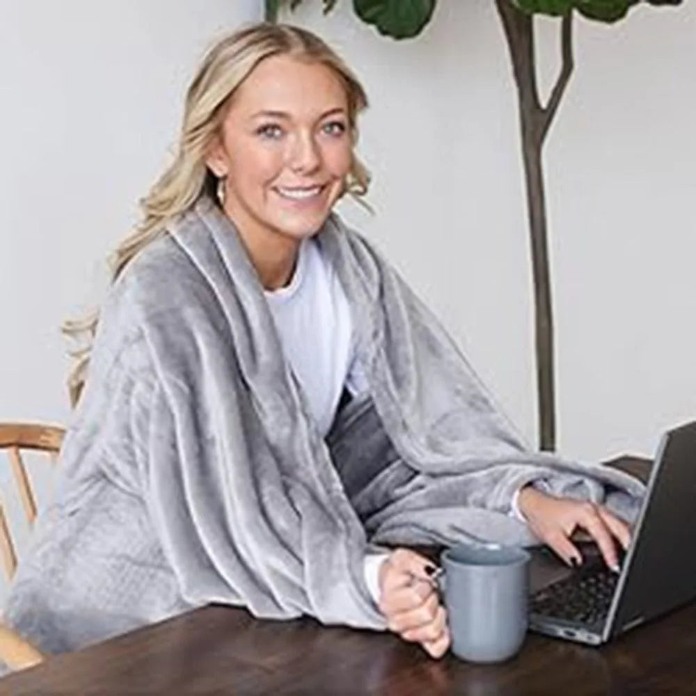 Cozy Flannel Winter Wearable Blanket Warm Sofa Throw Blanket Soft Thickened Leisure Blanket Winter Pi-Mart