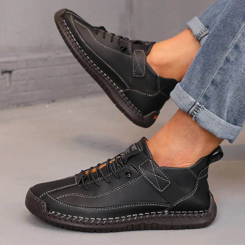 Boots Mid Top for Women British Style Retro Anti Slip Workwear Shoes Handmade Leather Loafers Casual Soft Soled Women Nude Boots LadyShow.Store