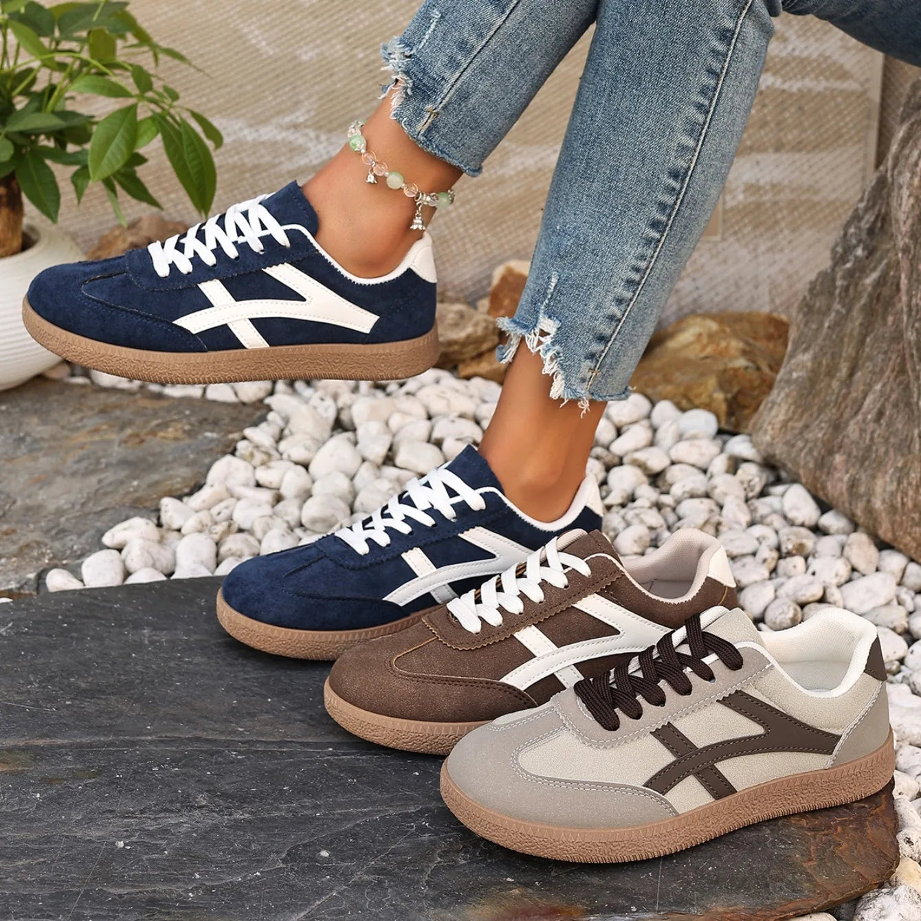 Women Sneakers 2026 Fashion Casual Flats Vulcanize Shoes Round Toe Lace Up Comfortable Flat Shoes for Women Zapatos De Mujer Pi-Mart
