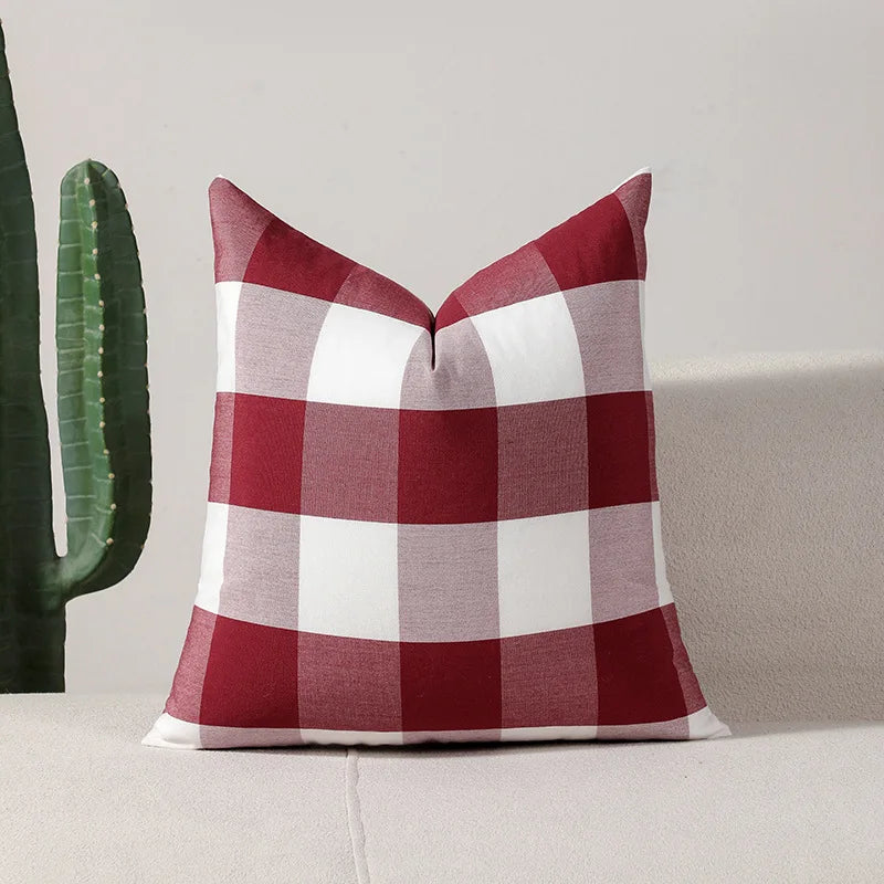 Classical Striped Cushion Cover 45x45cm Hawthorn Red Ivory Recycle Polyester Fabric Pillow Cover Indoor Outdoor Home Decoration Pi-Mart