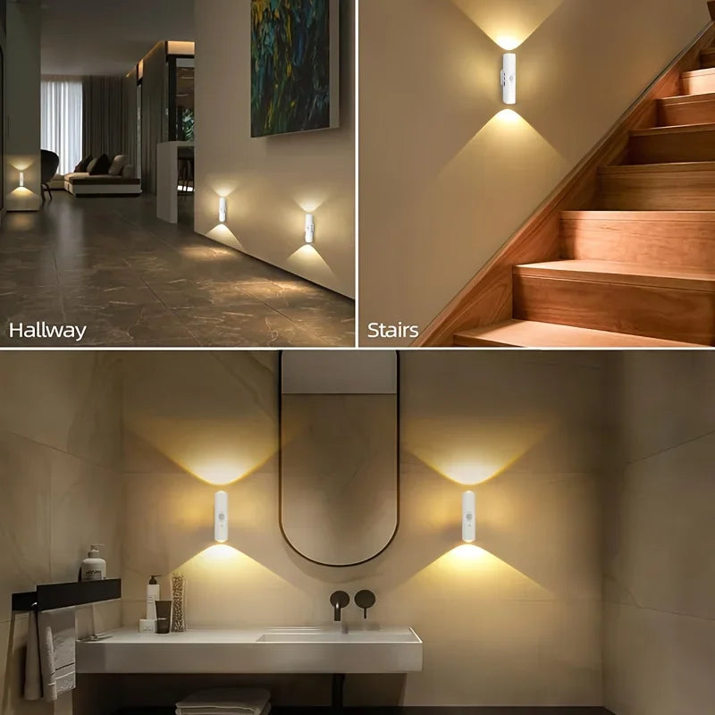 1~6Pcs Rechargeable Smart Motion Sensor Night Light LED Wall Light for Hallways Stairs Bedrooms Wardrobe Ambient Lighting Pi-Mart