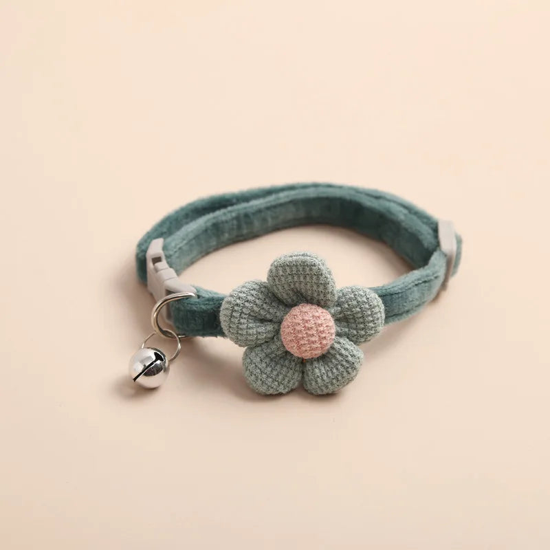 1Pc Cat Collar with Cute Flower  Adjustable Buckle Cat Collar Bell Collar Cat  Small Pet Supplies  Kitten Collar  Small Dog Acce Pi-Mart