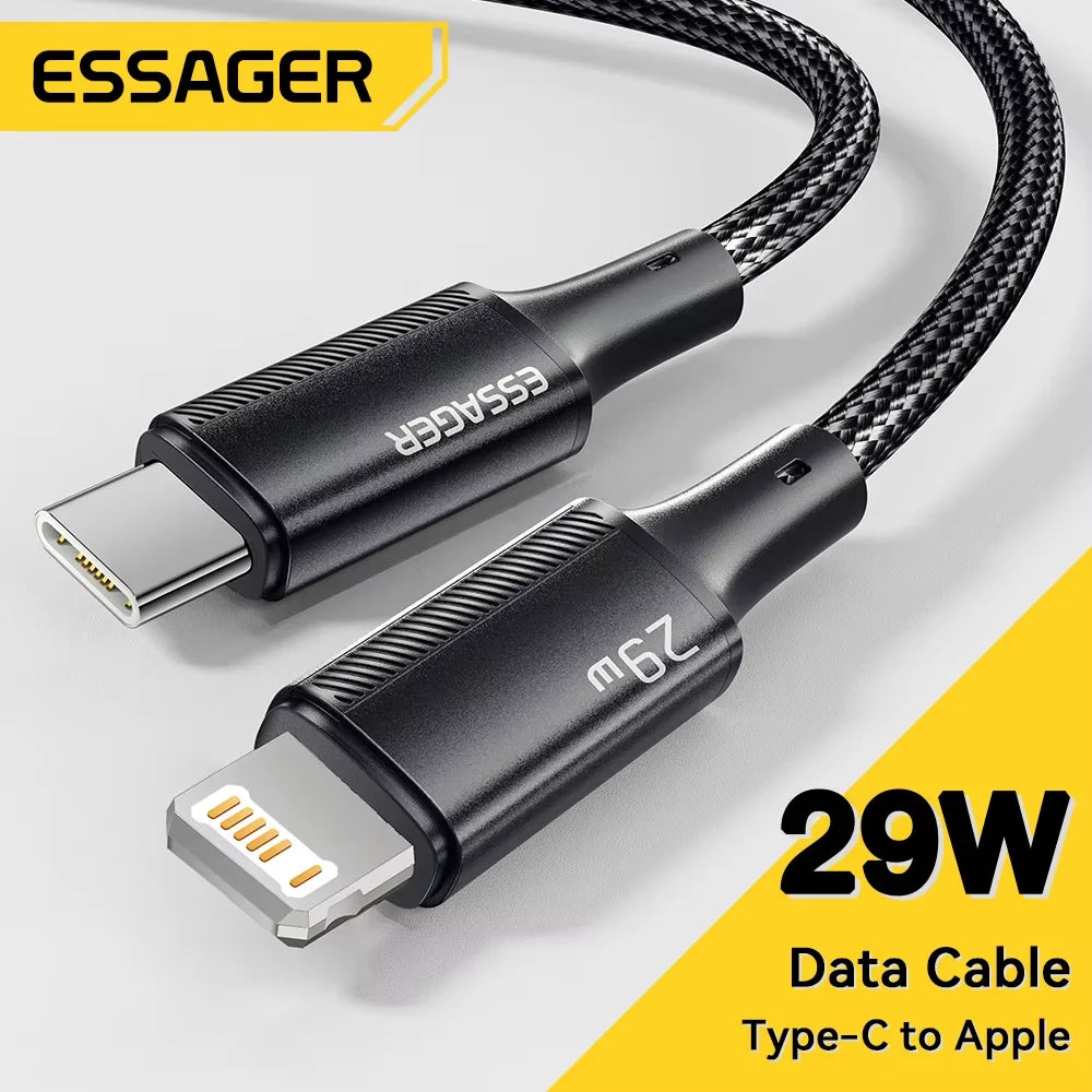 Essager USB C Cable For iPhone 14 13 12 11 Pro Max Xs Plus 29W Fast Charging Cable Type C To Lighting Date Wire For iPad Macboo Pi-Mart