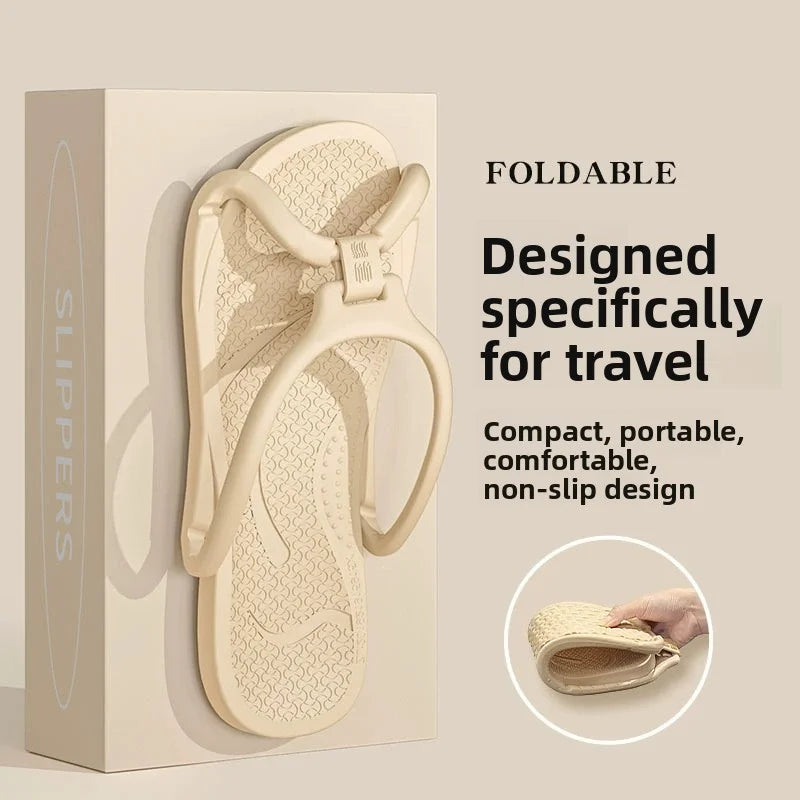 Foldable Travel Slippers Unisex EVA Flip Flops Hotel Non Slip Bathroom Indoor Outdoor Portable Lightweight Comfortable LadyShow.Store