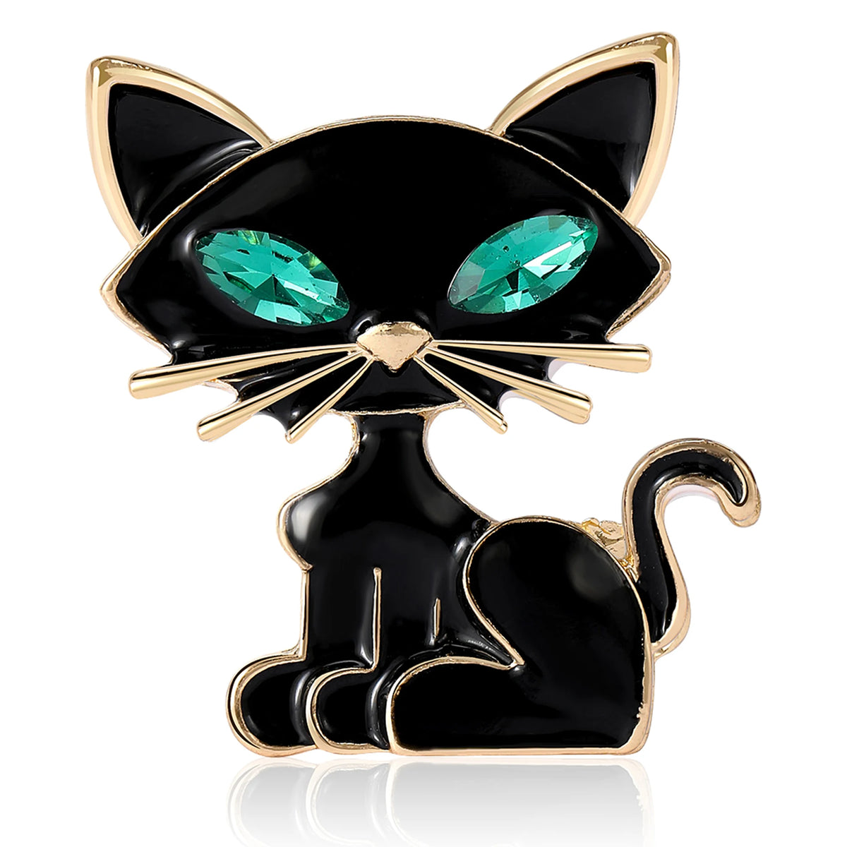 Classic Rhinestone Cat Brooches for Women Unisex Enamel Animal Pins Banquet Party Backpack Gifts Jewelry Accessories Pi-Mart