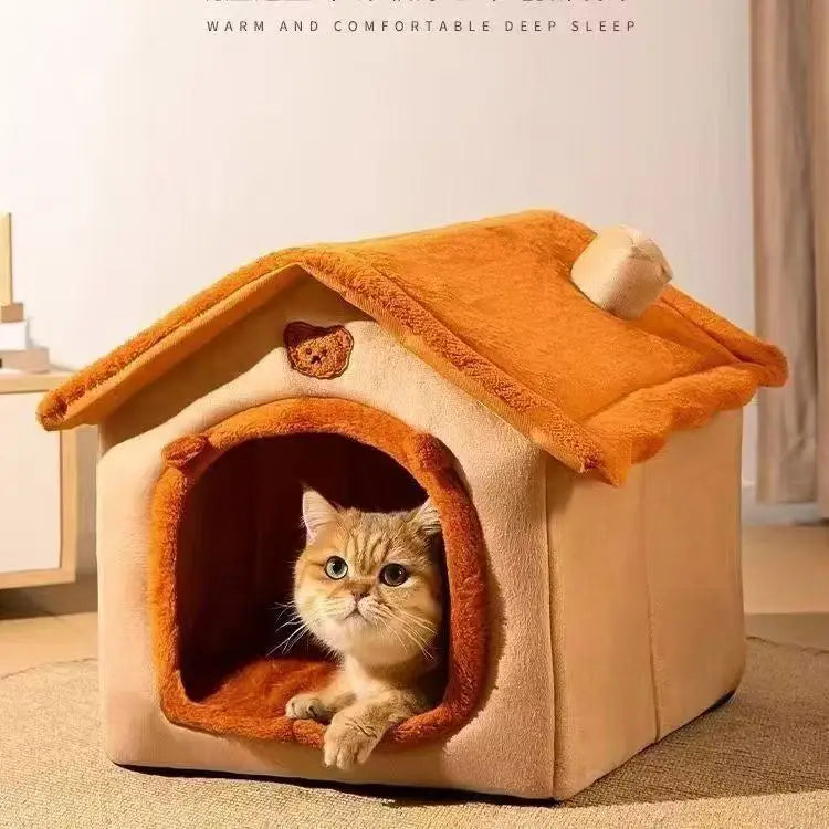 House Style Pet Bed for Small Dogs & Cats - All Season Removable Washable Dog House Winter Warm Teddy Bed Pet Supplies Pi-Mart