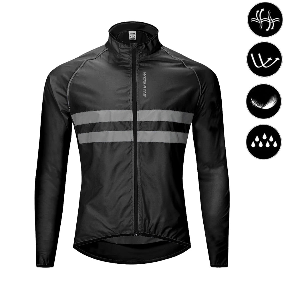 WOSAWE Men Cycling Windbreaker MTB Bicycle Long Sleeve Coat Water Resistant Outdoor Sport Jersey Bike Jacket Cycling Clothing Pi-Mart