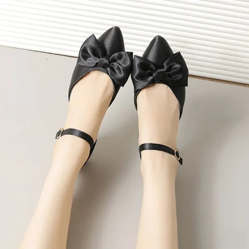 Women's Comfortable Slingback Pumps, Bow Accent Pointed Toe Low Heel Shoes,Versatile for Daily, Party, and Wedding Wear. LadyShow.Store