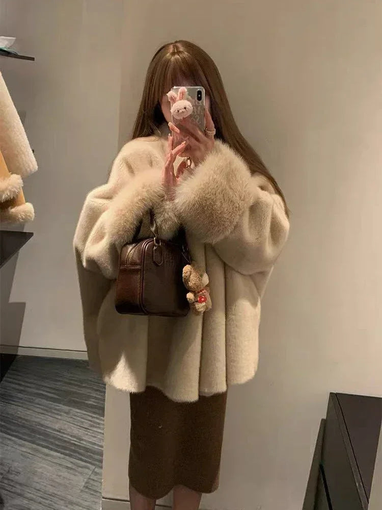 Faux Mink Fur Coat for Women Winter Thick Loose Hairy Casual Jacket Y2K Fashion Streetwear Long Sleeve Warm Fur Outerwear LadyShow.Store