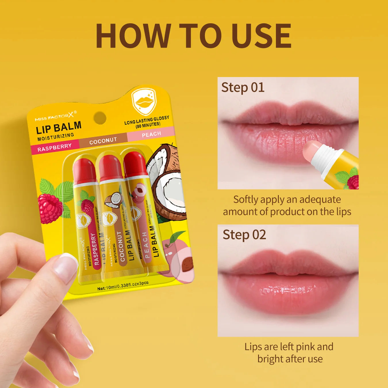 3-Piece Cardboard Lipstick Set -10ml * 3PCS Portable Belt Deep Moisturizing and Gloss Autumn and Winter Care Lipstick Pi-Mart