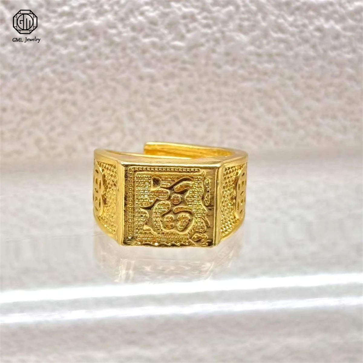 Sand Gold Adjustable Ring Matte Wide Band Openable Fade Resistant Unisex Couple Jewelry Solid Minimalist Gift Pi-Mart
