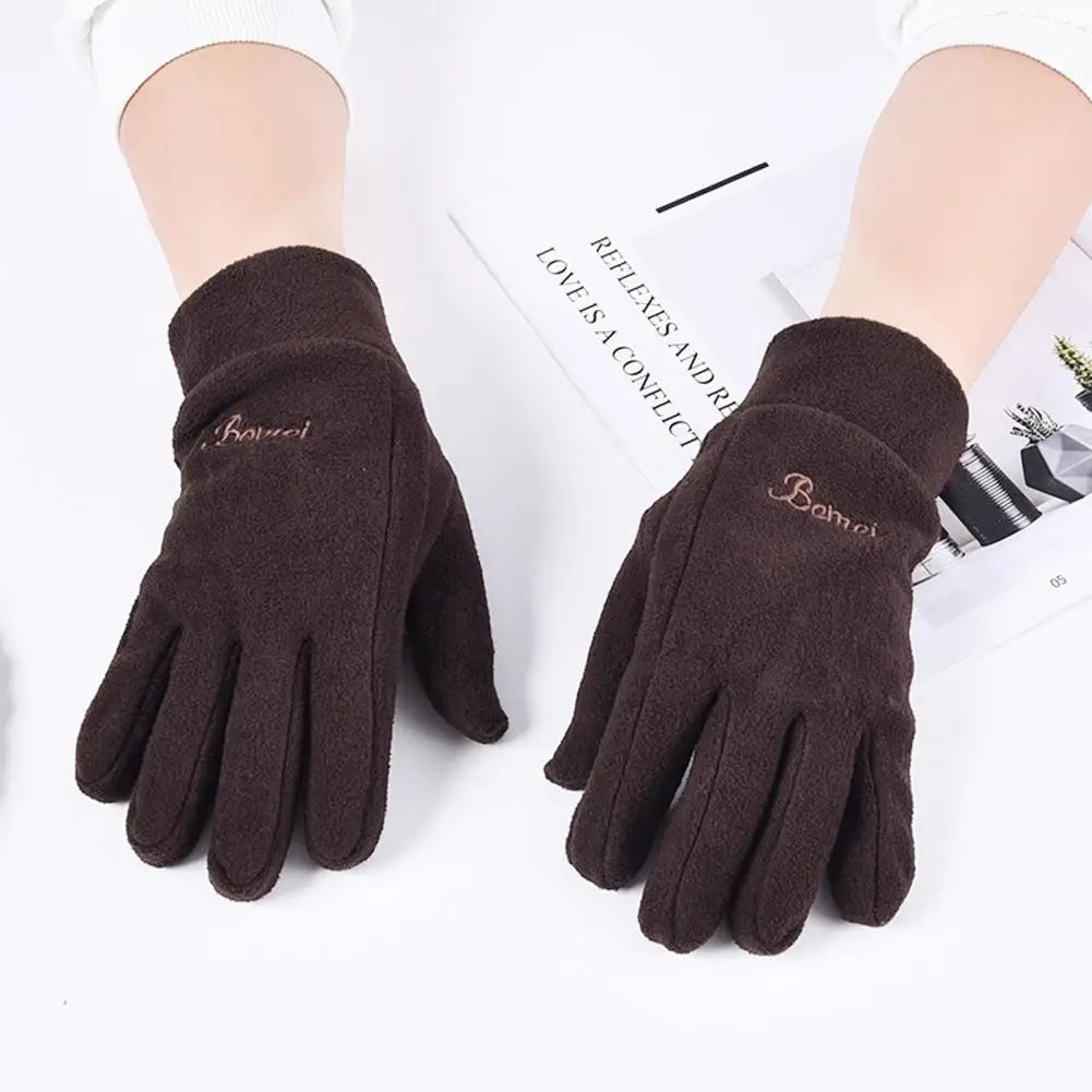 1 Pair Winter Polar Fleece Gloves Men Women Warm Outdoor Cycling Driving Gloves Windproof Non-Slip Soft Thickened Male Gloves Pi-Mart
