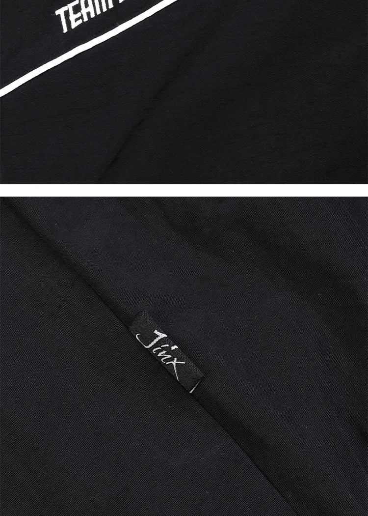 Jinx Team Black Jacket Unisex Windbreaker Sports Coat Men Women Loose Track Activewear Long Sleeve Top Embroidery Y2k Outerwears Pi-Mart