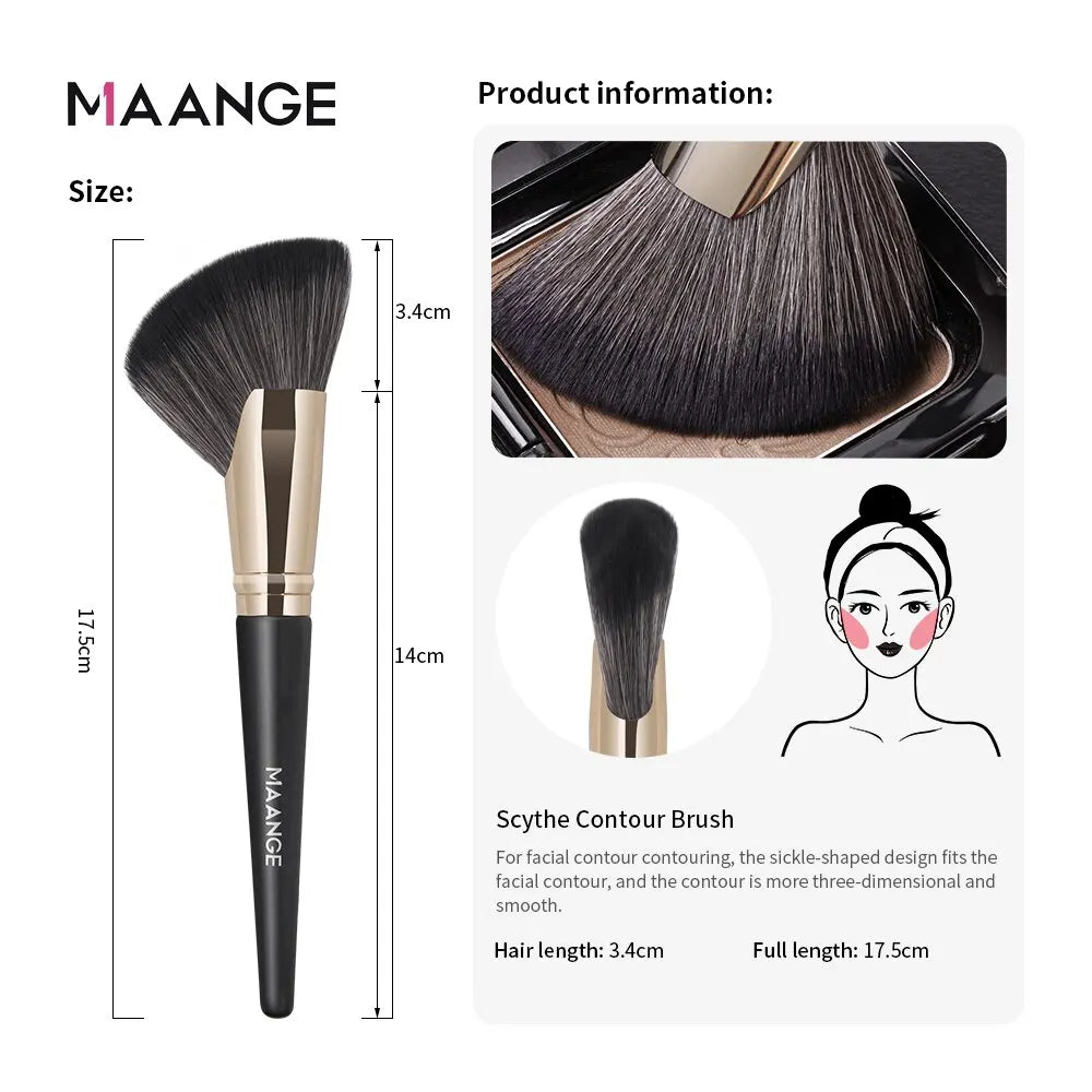 MAANGE Dense Blush Bronzer Brush Angled Makeup Brush Premium Brush Perfect For Face Contouring Highlighting For Creams Powders Tri Light Beauty