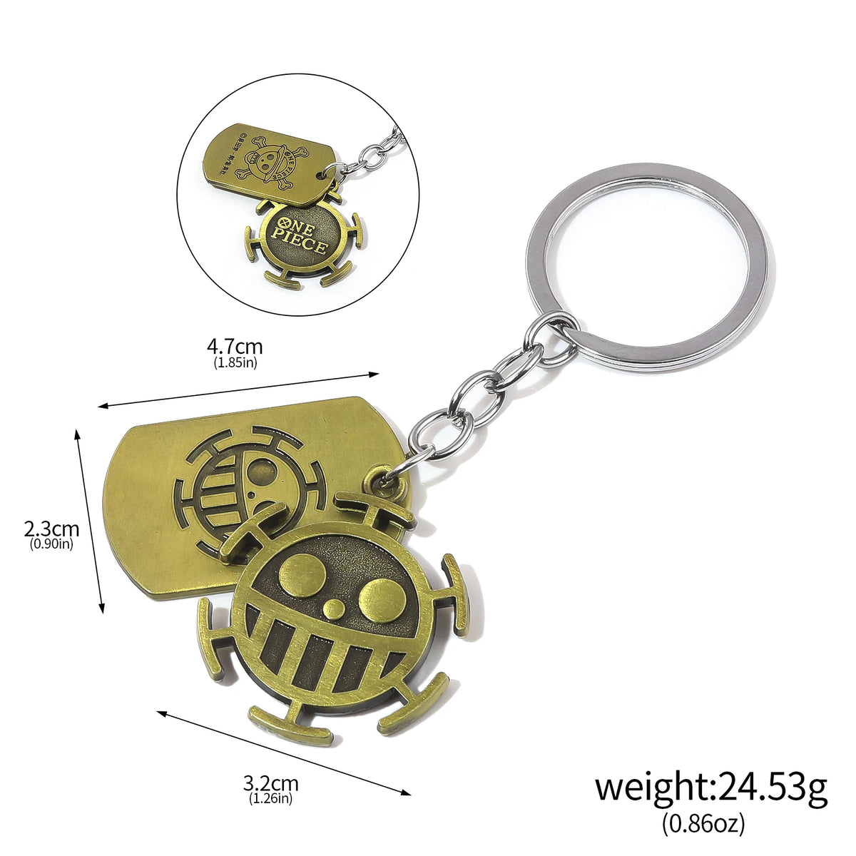 One Piece Luffy Straw Hat Keychain Rotatable Zoro Skull Metal Pendant Role-Playing Decorative Accessories Fan Jewelry Gift Pi-Mart