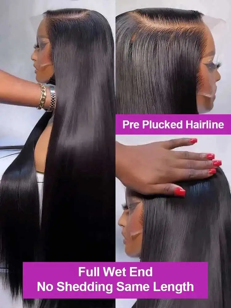 250 Density 13x6 HD Bone Straight Lace Front Wigs Human Hair Brazilian 40 42 Inch Glueless Lace Frontal Human Hair Wigs For Wome LadyShow.Store