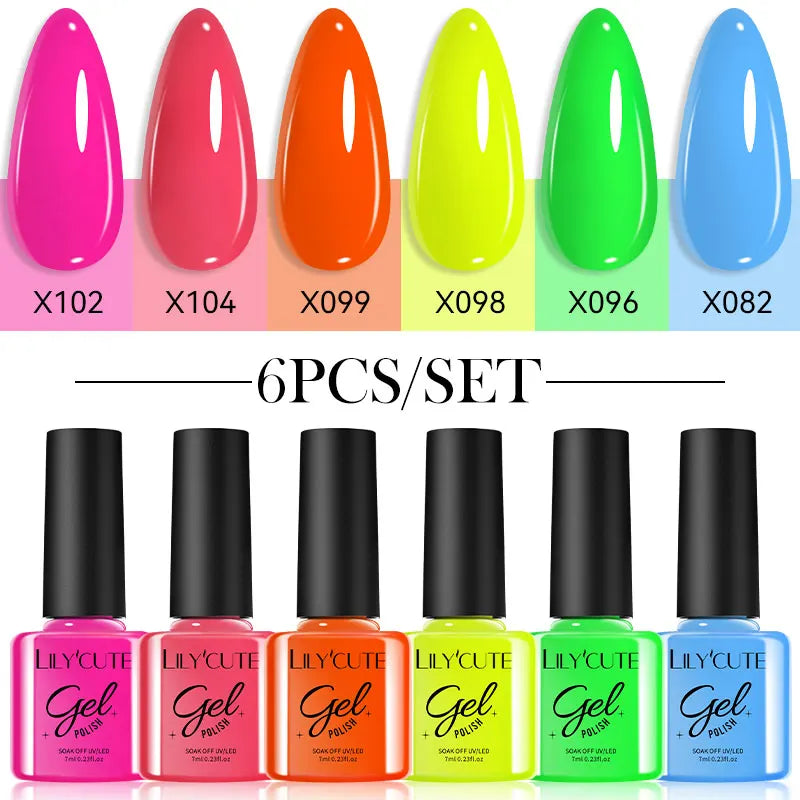LILYCUTE 6Pcs/set 7ml Coffee Series Gel Nail Polish Kit 125 Colors Manicure Semi Permanent Soak Off UV Nail Art Gel Varnish Tri Light Beauty