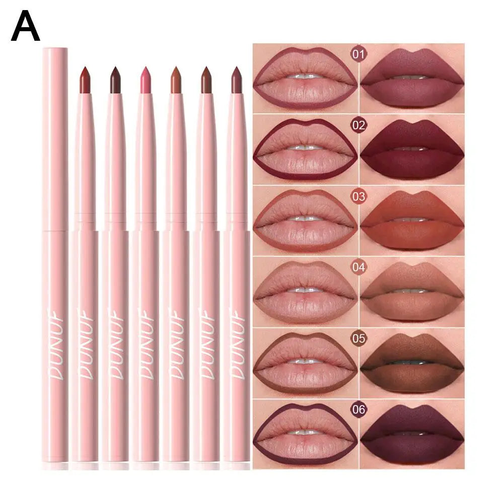 6Pcs Velvet Matte Lip Liner Pencil Set High Pigment Smooth Silky Texture Easy to Color & Define Lip Contours Daily Lip Makeup Pi-Mart