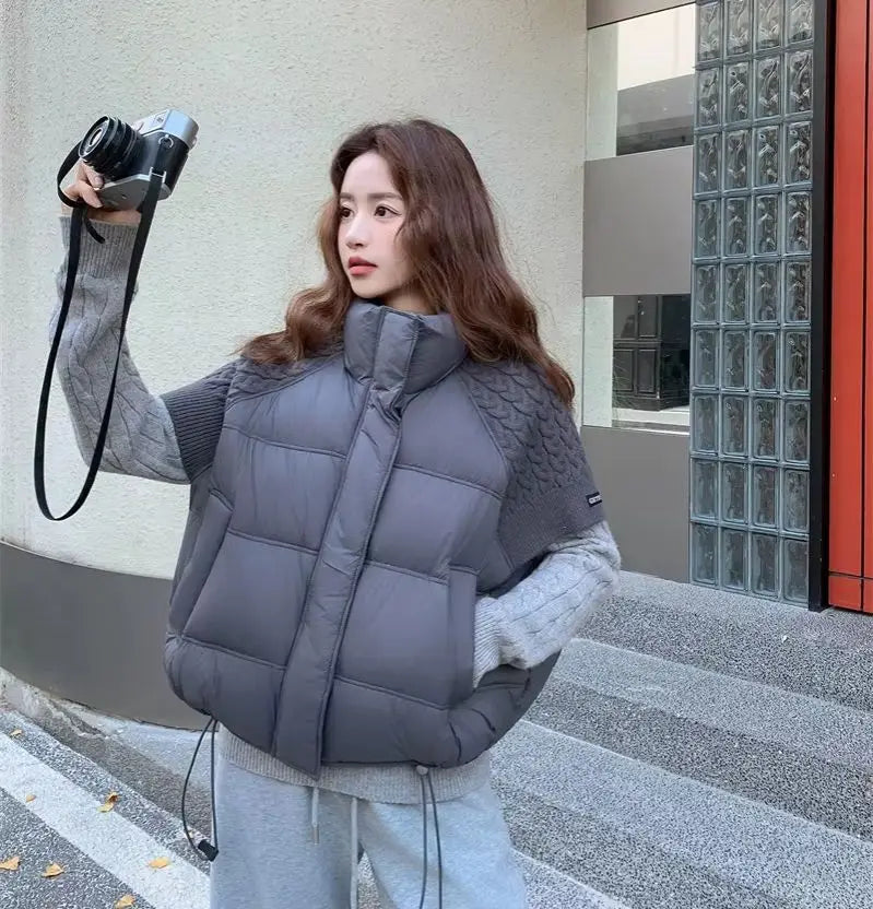 ZAROY Women's Cotton Vest Jacket Autumn Winter Loose Casual Stand Collar Pocket Puffer Waistcoat Coat Trendy Outerwear куртка LadyShow.Store
