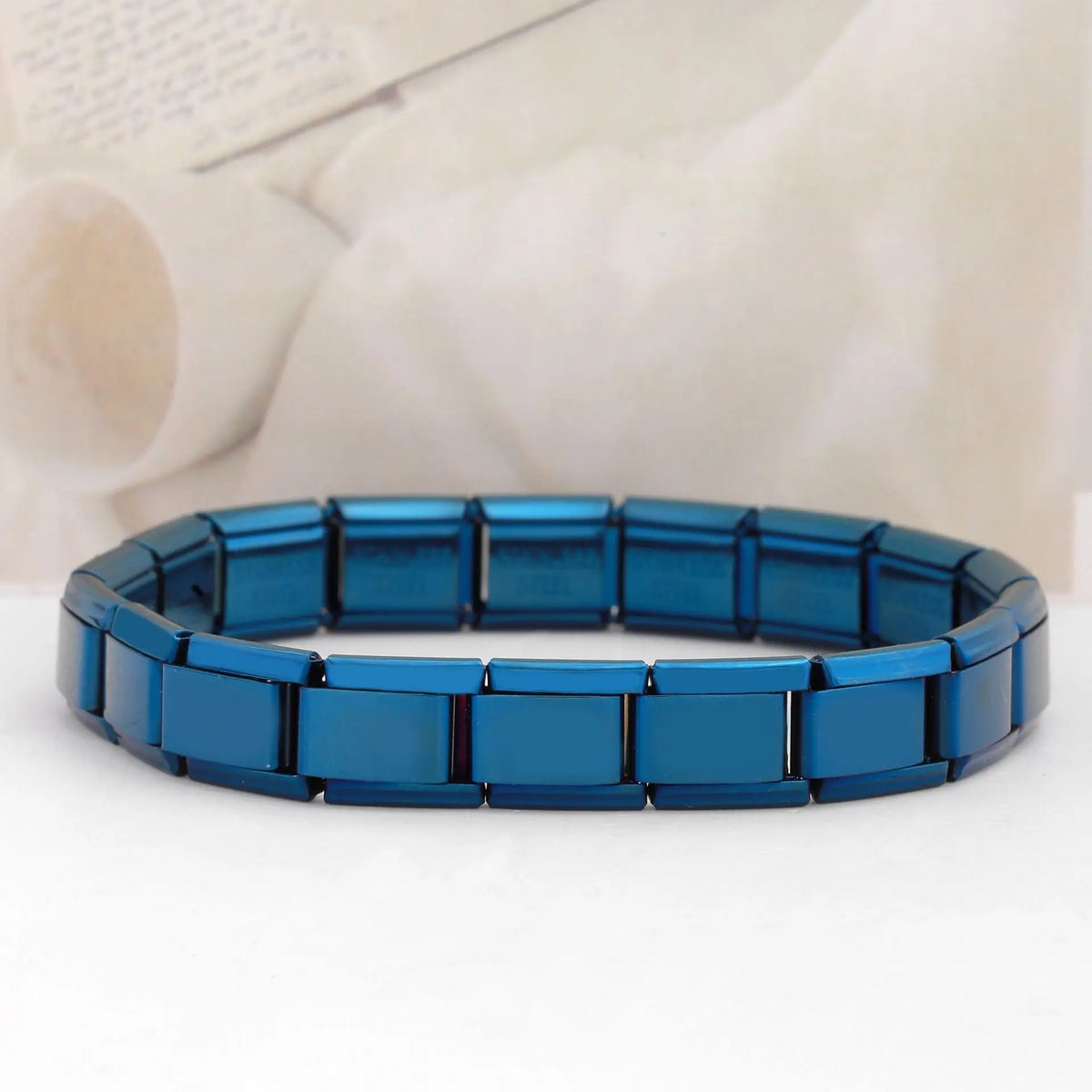 Trendy Square Italy Stainless Steel Bracelets For Women Men HipHop Metal Italian Modules Stretchable Gift Birthday Party Jewelry Pi-Mart