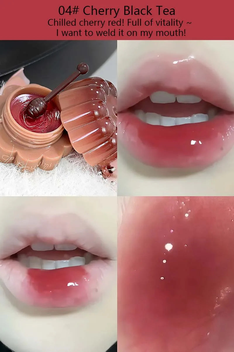 Jelly Solid Water Mirror Lip Gloss Shine Plumping Lip Balm Light Red Brown Natural Lasting Moisturizing Lip Tint Lipstick Makeup Pi-Mart