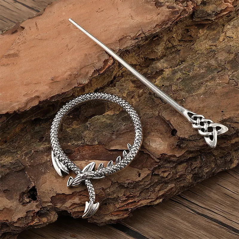 Retro Viking Dragon-Shaped Hairpin Hairpin Simple and Versatile Celtic Knot Hair Stick Hair Accessories Party Accessories for Mother's Day Valentine's Day Birthday Gift Pi-Mart