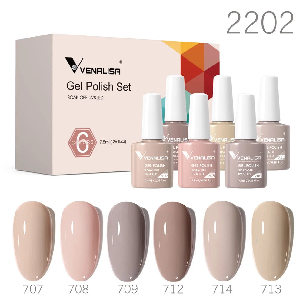 Venalisa Color Nail Gel Polish Kit  Jelly Pink Semi-transparent HEMA FREE Self Leveling Nude Natural Pink Nail Manicure Set Tri Light Beauty