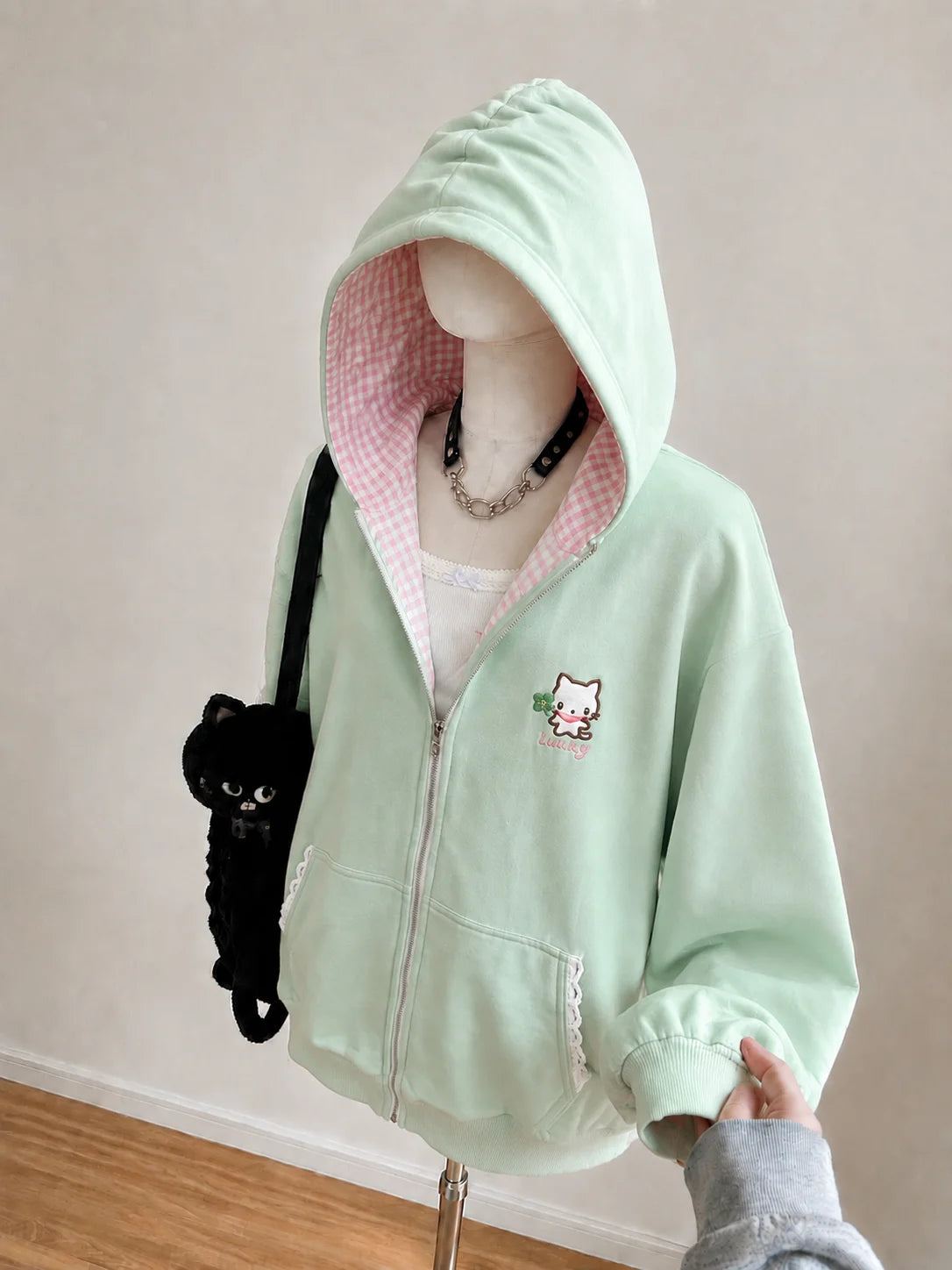 American Vintage Japanese Jacket Hooded Women 2026 Cotton Coats Outwear Design Subculture Gothic Sweatshirts Harajuku Pi-Mart