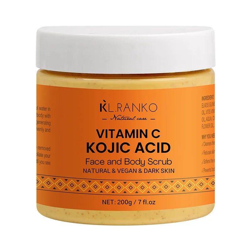 Vitamin C Kojic acid Natural Exfoliating Salt Body &Face Scrub Brightens and Softens Skin Deep Cleaning Anti Oxidative Skin Tone Pi-Mart