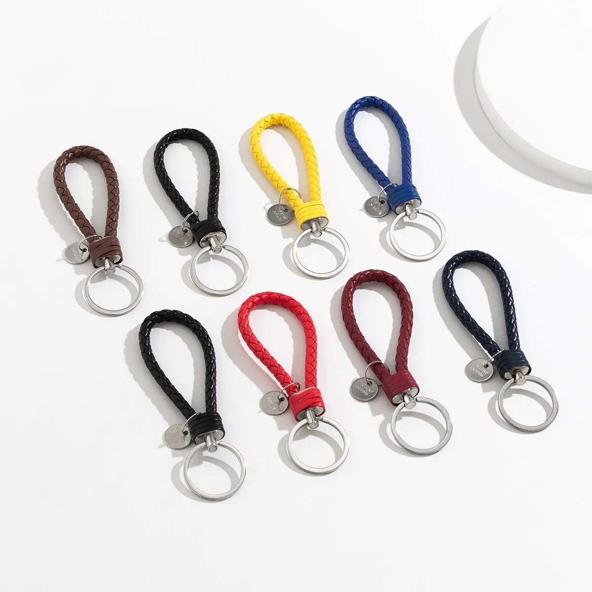 2Pcs/Set PU Leather Braided Woven Rope Keychain DIY Bag Pendant Key Chain Holder Key Car Trinket Keyring Men Women Gift Jewelry Pi-Mart