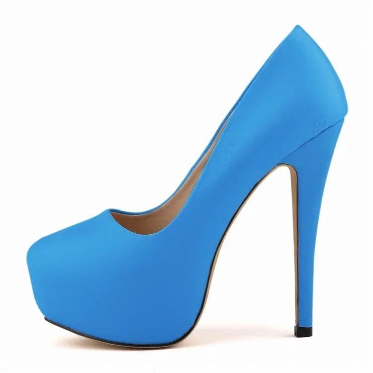 2026 Women Pumps Sexy Round Toes High Heels Fashion Super 14cm Platform Casual Thin Womens Party Red Wedding Shoes Large Size Pi-Mart