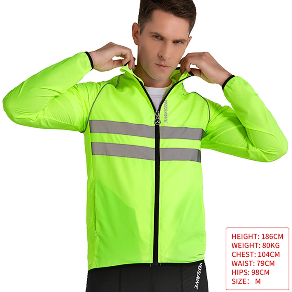 WOSAWE Men Cycling Windbreaker MTB Bicycle Long Sleeve Coat Water Resistant Outdoor Sport Jersey Bike Jacket Cycling Clothing Pi-Mart