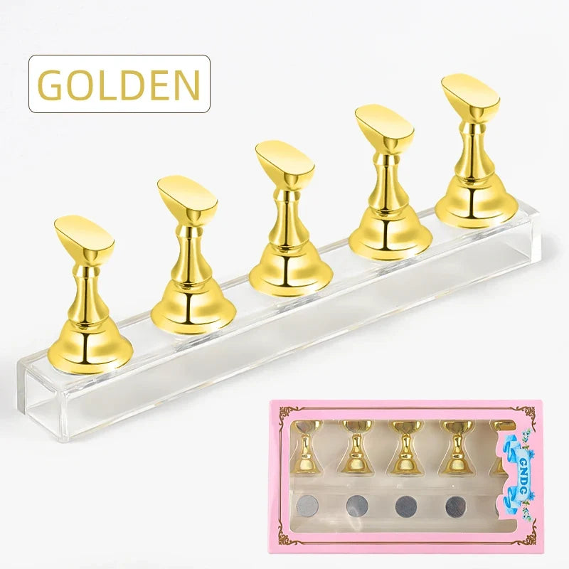 5pcs Chess Magnetic Nail Holder Acrylic Nail Tips Practice Display Stand Showing Shelf Gel Polish Display Stand Manicure Tools Tri Light Beauty