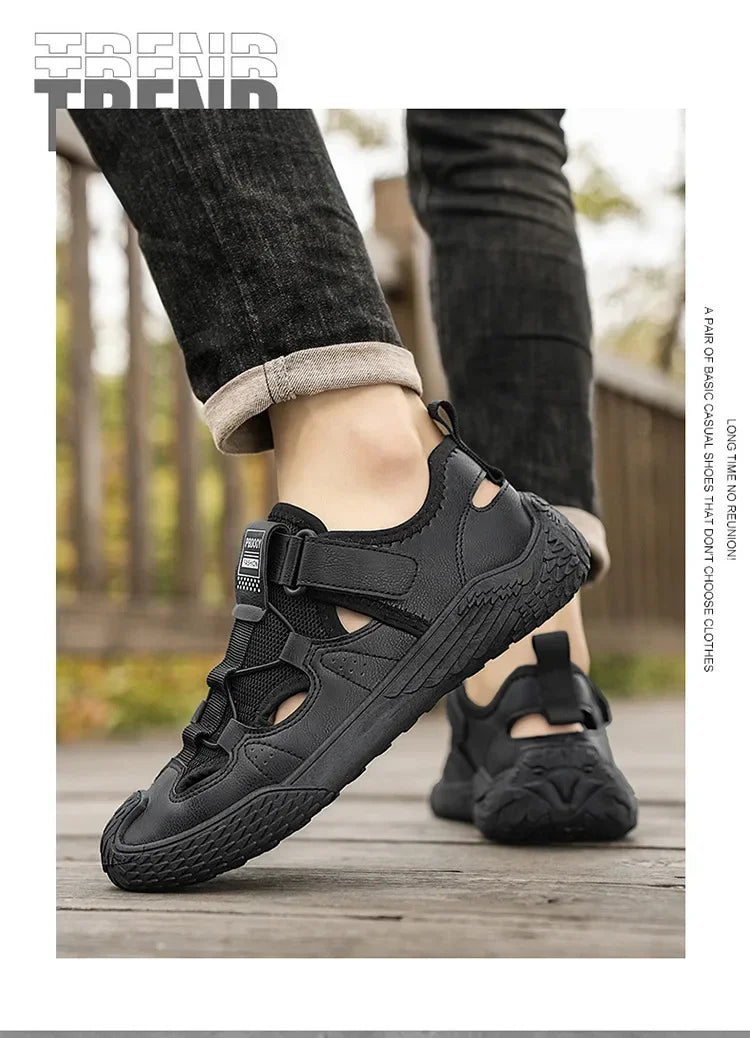 Large Size Sandals for Men, 2026 New Style, Trendy, Versatile, Casual Sports Sandals, Soft-Soled Hollow Beach Shoes for Men Pi-Mart
