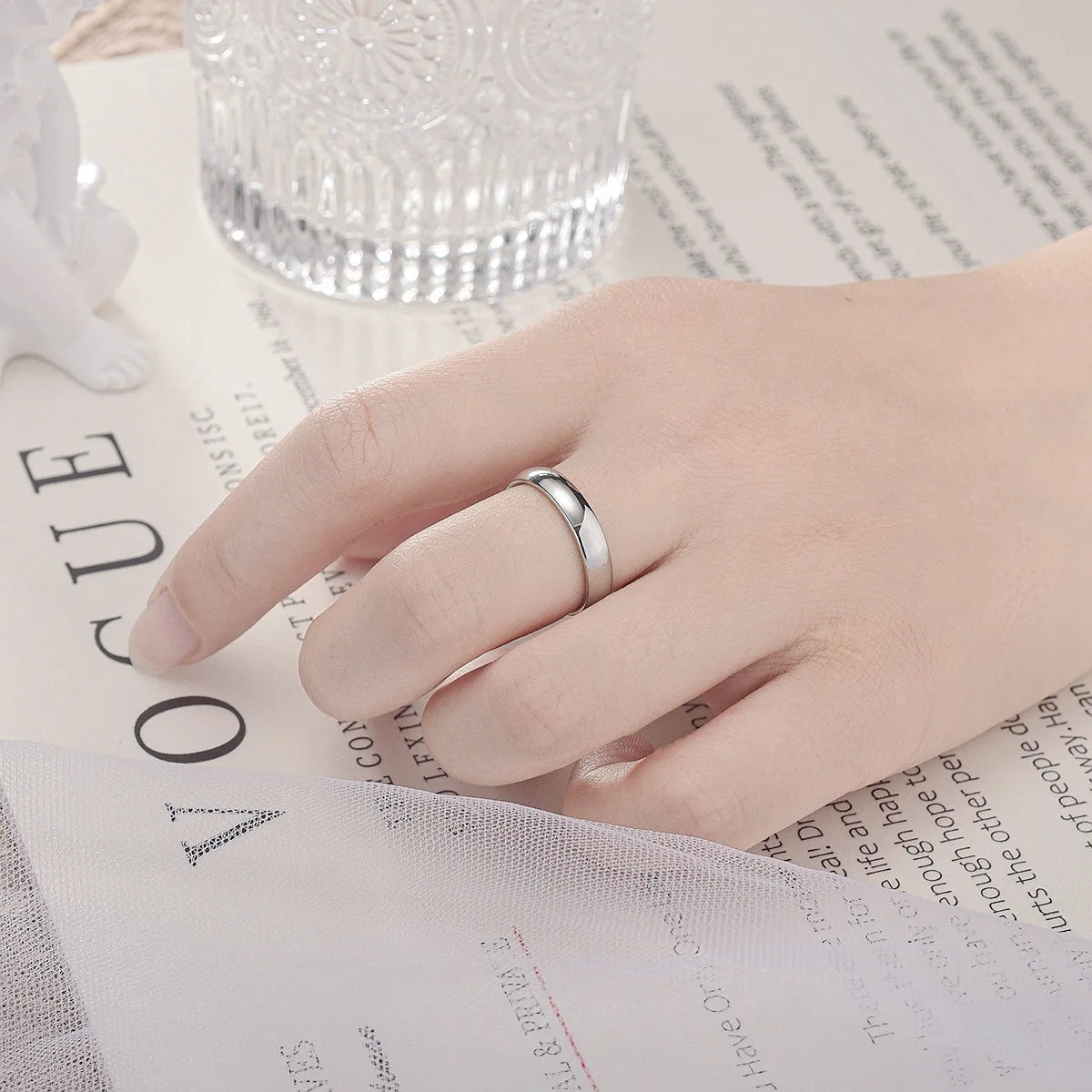 Gold Plated Ring Colour Fashion Women's Simple Couple's Wedding Ring Engagement Jewellery Gift Pi-Mart