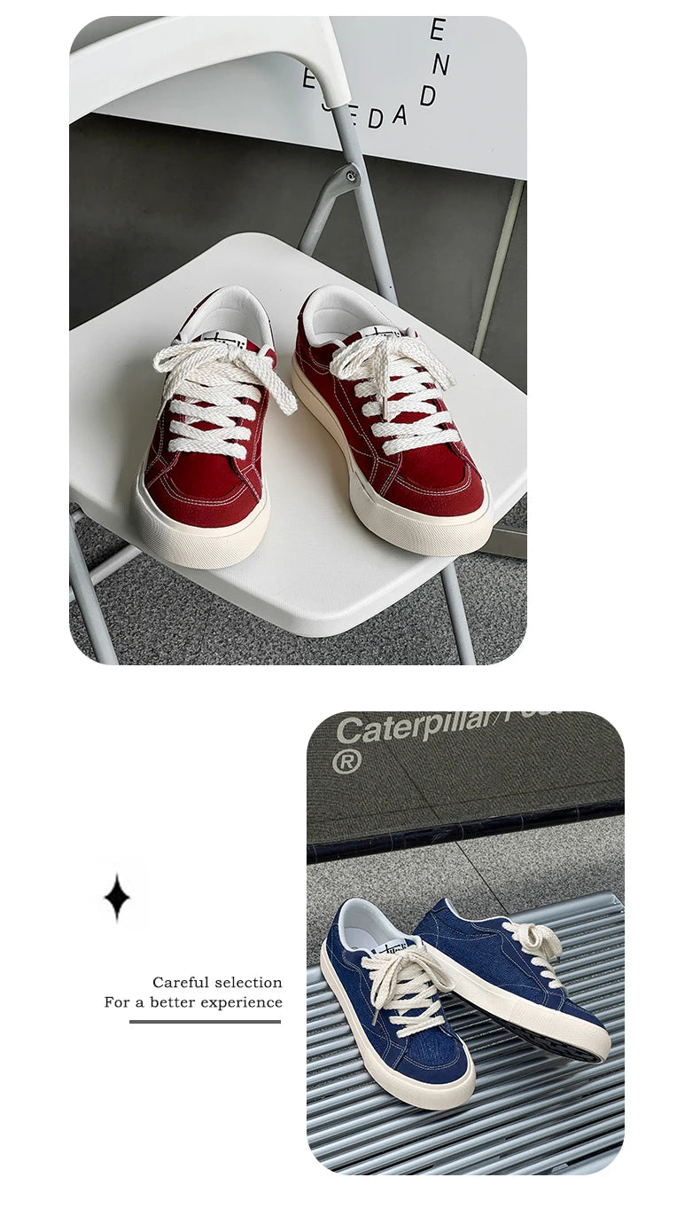 Mens Cowboy canvas Shoes Breathable Trend Mens board Shoes Thick Sole Trend Comfortable student Skateboard Trainers Footwear Pi-Mart